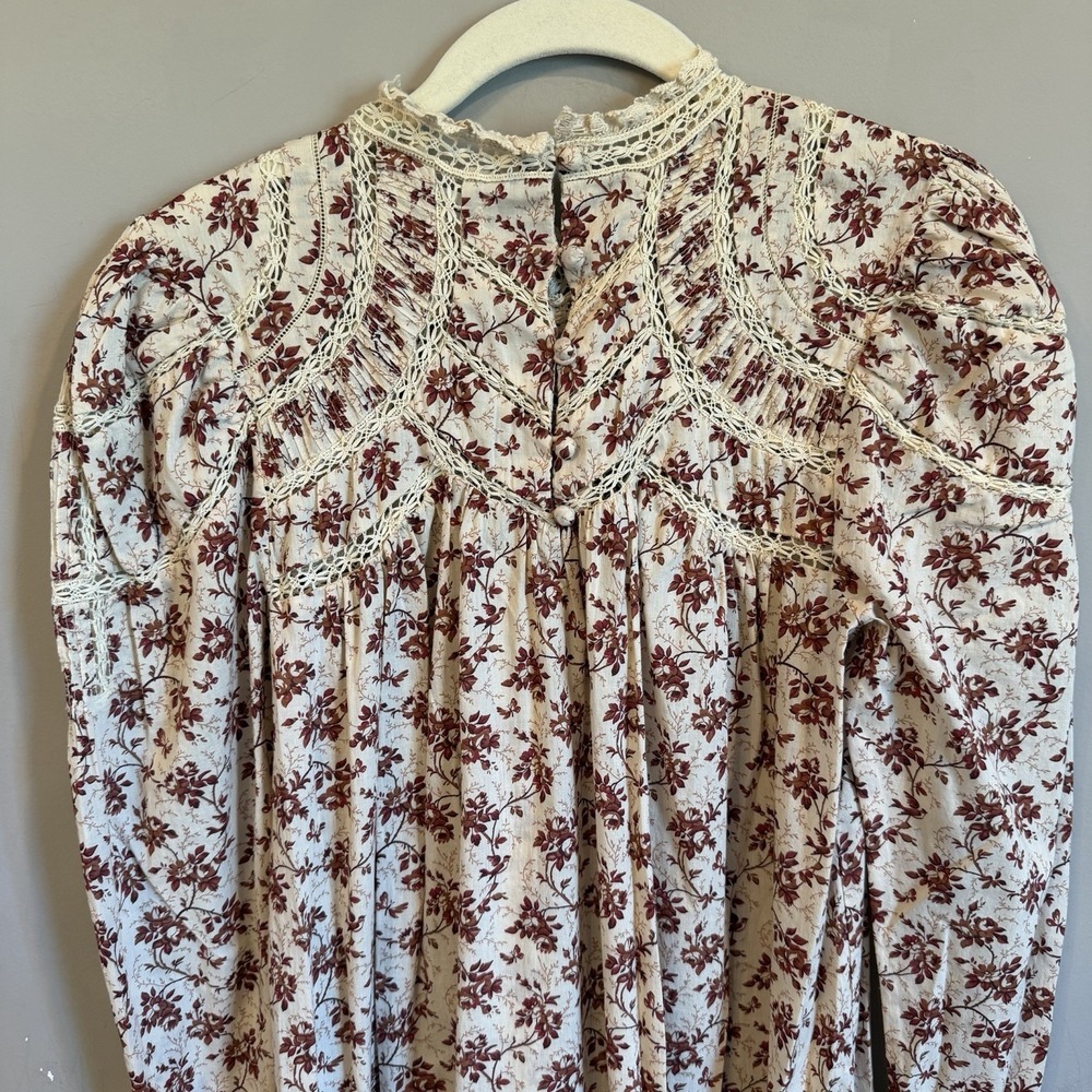 Doen Dress Songbird Toile Floral Lace Victorian Belted Designer Retro S No Belt - Picture 5 of 5